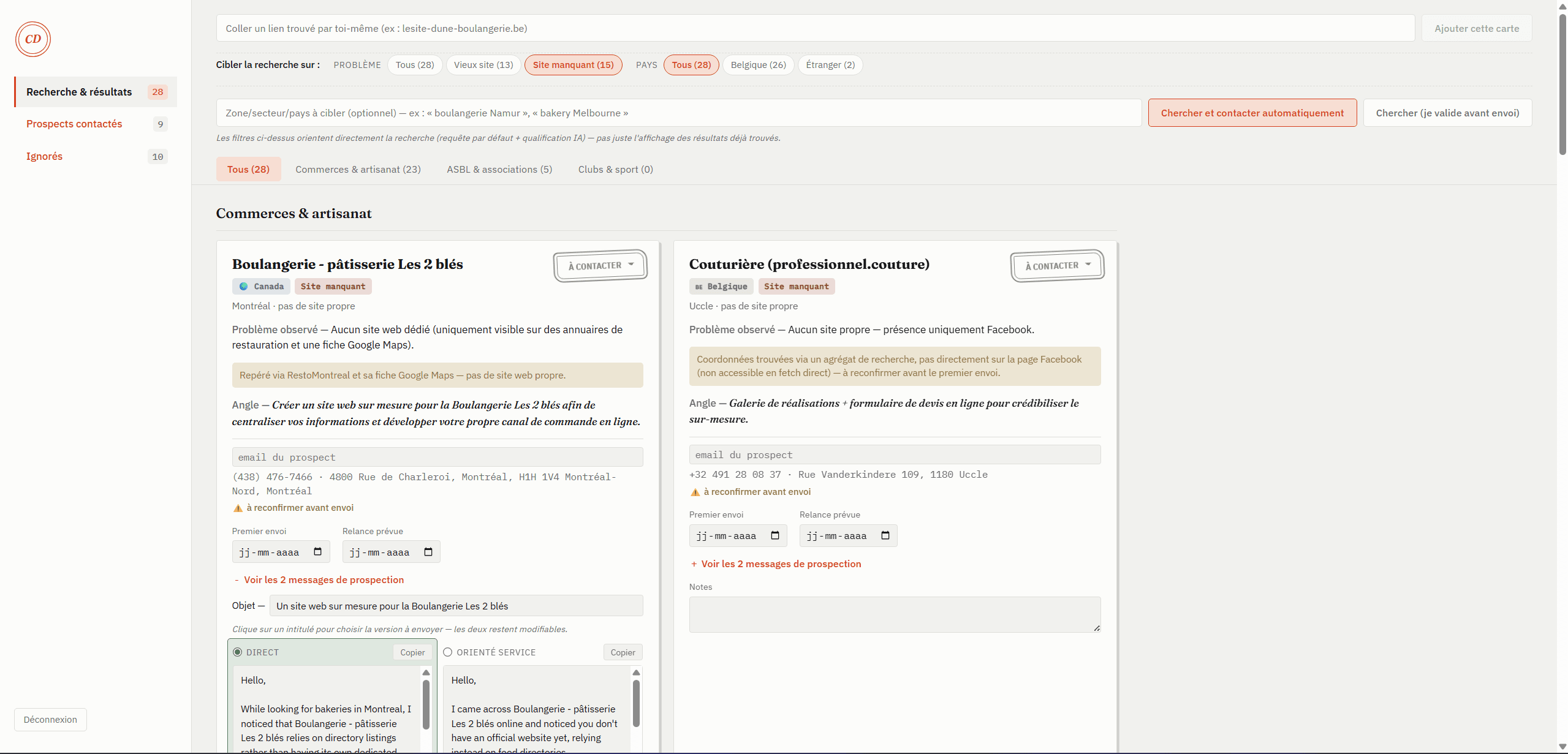 Freelance Prospecting Dashboard